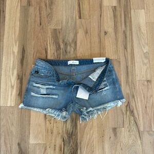 Blue Distressed Denim Shorts